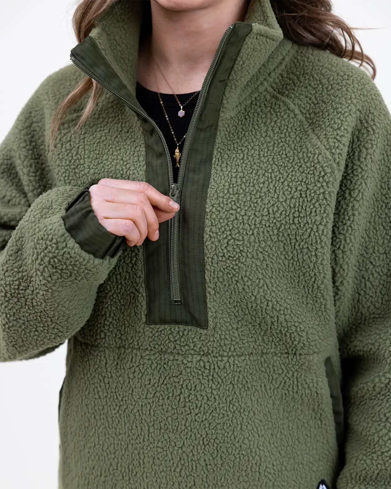Women’s Campfire Recycled Sherpa Fleece Pullover - Image 9